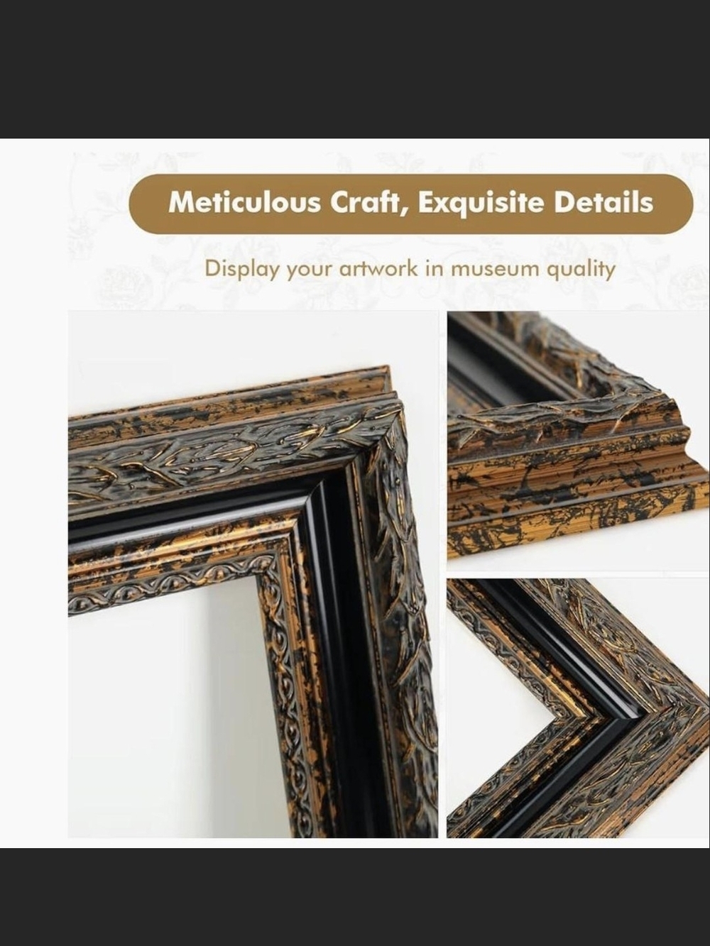Black and Gold Ornate Wall Mirror Frame